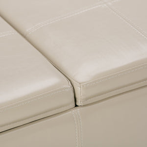 English Elm Avalon Storage Ottoman In Satin Cream - Stylish Versatile Seating With Hidden Storage & Trays B136P158112
