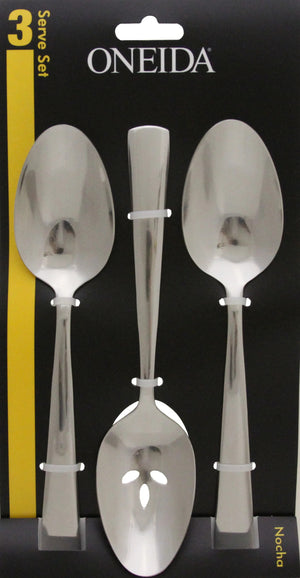 Lenox Oneida Nocha Everyday Flatware Serving Spoons, Set of 3 Metallic, STAINLESS METAL H098003F