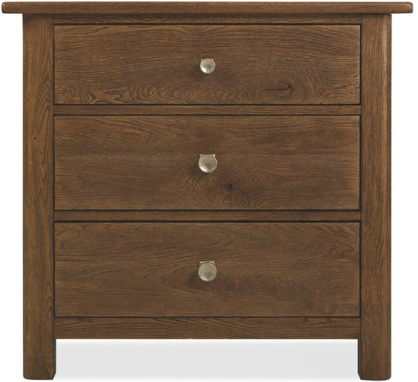 Hooker Furniture Driftwood Three-Drawer Nightstand With Cedar-Lined Drawer, Built-In Usb Charging And Rustic Buckboard Appeal Medium Wood 6820-90116-85