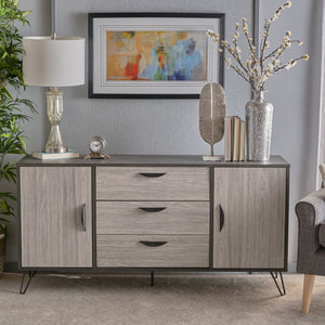 English Elm Christopher Knight Home® - MULTI Function Cabinet with Gray Oak Finish, Spacious 59.25"W Storage, Iron Legs, Modern Design 61168.00