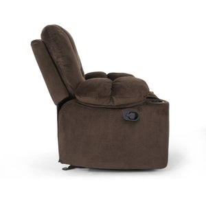 English Elm Christopher Knight Home® - Luxurious Manual Recliner Chair with Skin-Friendly Fabric, Dual Cup Holders, Ergonomic Padded Comfort Chocolate 57578.00CHO