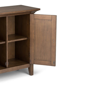 English Elm Redmond Low Storage Cabinet - Handcrafted Rustic Natural Finish With Adjustable Shelves & Brass Accents B136P158103-GIGA