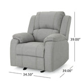 Christopher Knight Home® Noble House Manual Recliner Chair In Grey Linen Fabric, Dimensions 34.5" X 39" X 39