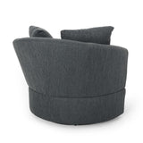 Christopher Knight Home® - Noble House - Smyrna Contemporary Upholstered Swivel Club Chair, Charcoal and Black