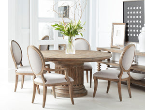 A.R.T. Furniture Architrave Round Dining Table In Almond - Extends To 84" With Leaf, Seats 6 Comfortably, Elegant Design Brown Material, Pine Solids And Veneer,Resin 277225-2608
