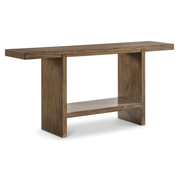 Bernhardt Bernhardt Tomas Solid Suar Wood Console Table with Sculptural Panels and Lower Shelf L25916