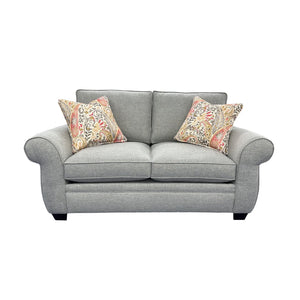 Porter Designs Porter Oasis Transitional Loveseat - Overstuffed Comfort In Gray With Floral Accent Pillows Gray Fabric 01-207-02-6329
