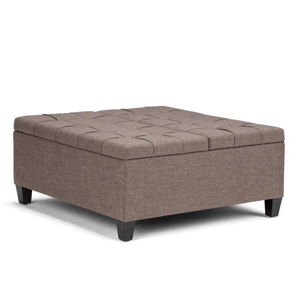 English Elm Harrison Multi-Functional Coffee Table Storage Ottoman - Fawn Brown With Stylish Tufted Upholstery B136P159138