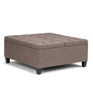English Elm Harrison Multi-Functional Coffee Table Storage Ottoman - Fawn Brown With Stylish Tufted Upholstery B136P159138