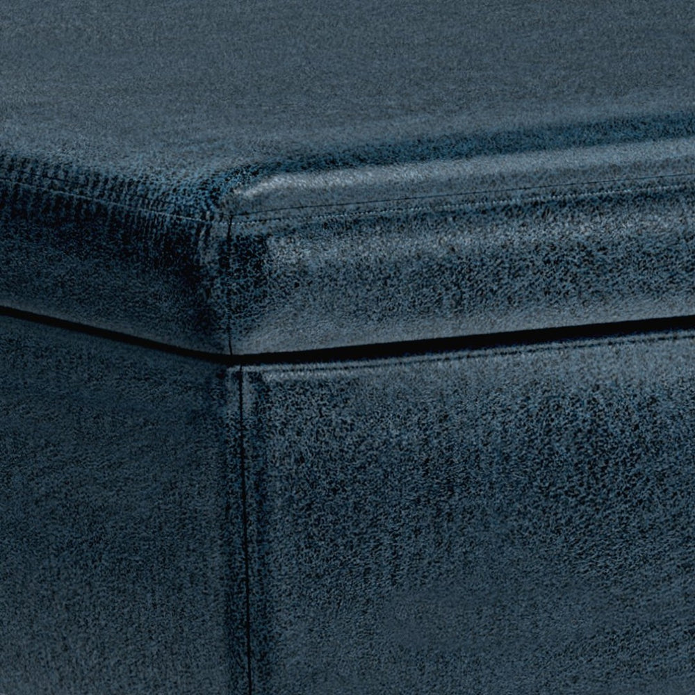 English Elm Owen - Versatile Distressed Dark Blue Storage Ottoman For Coffee Table, Seating & Stylish Decor B136P159189-GIGA