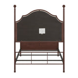 Homelegance By Top-Line Finola Cream Curved Top Cherry Brown Metal Poster Bed Black Metal