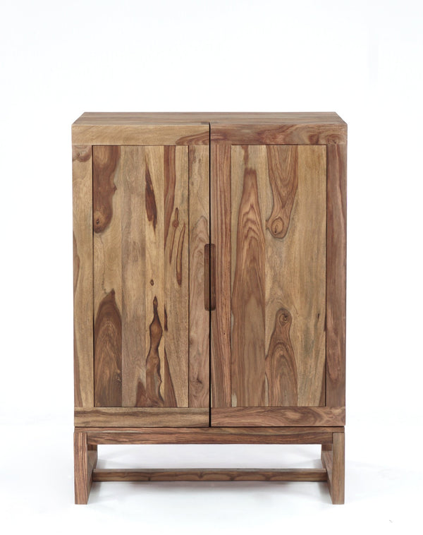 Porter Designs Porter Urban Solid Sheesham Wood Bar Cabinet – Elegant Natural Finish For Stylish Home Storage! Natural Wood 07-117-30-1126