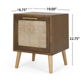 Christopher Knight Home® - Noble House - Hulett Contemporary End Table With Storage, Walnut, Natural, And Antique Gold