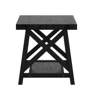 Homelegance By Top-Line Alastor Rustic X-Base End Table with Shelf Black MDF