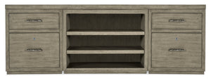 Hooker Furniture Linville Rustic 84" Mink Credenza With Locking File Drawers, Open Cabinet Shelving & Pewter Pulls 24.00 L x 84.00W x 30.00H 6150-10918-85