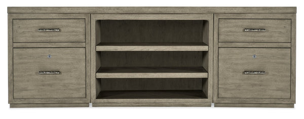 Hooker Furniture Linville Rustic 84" Mink Credenza With Locking File Drawers, Open Cabinet Shelving & Pewter Pulls 24.00 L x 84.00W x 30.00H 6150-10918-85