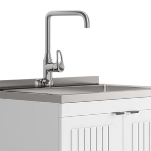 English Elm Murphy 28" Laundry Cabinet With Deep Stainless Steel Sink & High-Arch Faucet - Perfect For Your Space! B136P158808