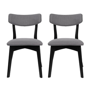 English Elm Christopher Knight Home® - DINING Mid-Century Upholstered Dining Chairs Set of 2 with Rubberwood Splayed Legs and Curved Silhouette DARK GREY 61760.00OAKBLK