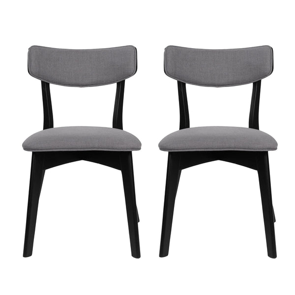 English Elm Christopher Knight Home® - DINING Mid-Century Upholstered Dining Chairs Set of 2 with Rubberwood Splayed Legs and Curved Silhouette DARK GREY 61760.00OAKBLK