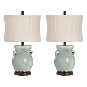 Crestview Collection 24.75"H Rustic Ceramic Table Lamp With Antique Charm, Oatmeal Shade & Versatile 3-way Socket   Cvap2908