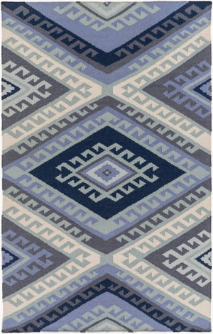Surya Wanderer 2'6" X 8' Handmade Wool Rug – Global-inspired Elegance For Eclectic Home Decor Spaces Denim Wool Wrr2000-810