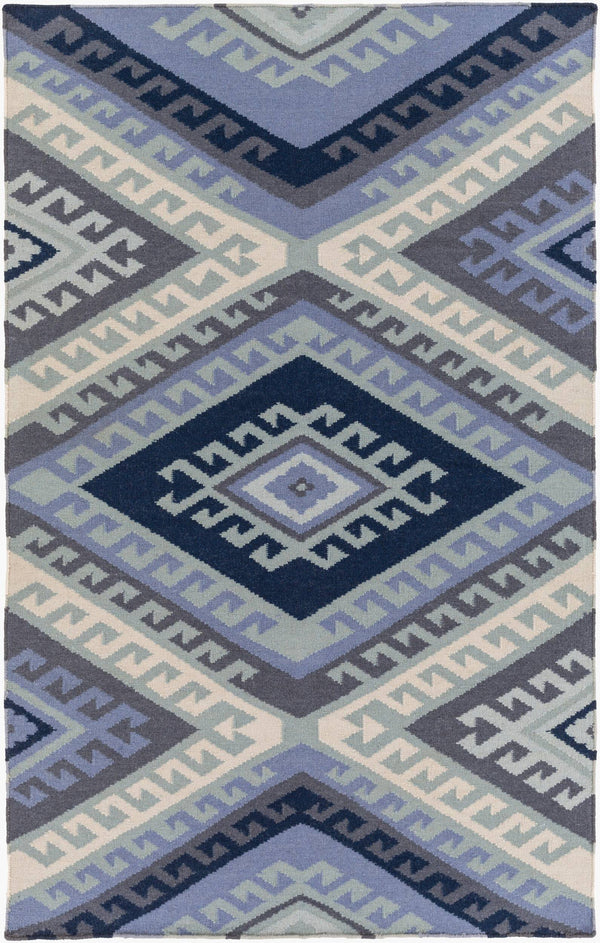 Surya Wanderer 2'6" X 8' Handmade Wool Rug – Global-inspired Elegance For Eclectic Home Decor Spaces Denim Wool Wrr2000-810