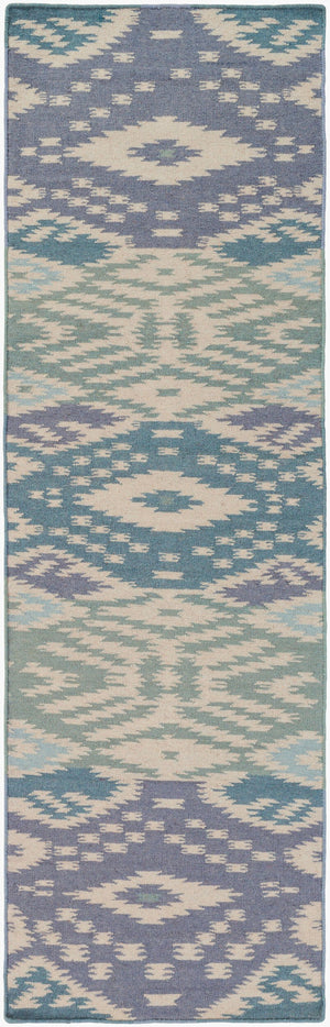 Surya Wanderer 2'6" X 8' Handmade Wool Rug – Global-inspired Elegance For Eclectic Home Decor Spaces Blue Wool Wrr2001-268
