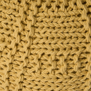 English Elm Christopher Knight Home® - YUNY Handcrafted Knit Cotton Round Pouf 20x20x14 Cozy Modern Accent Ottoman with Durable Weave Yellow 60493.00YLW