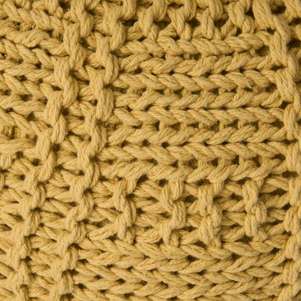 English Elm Christopher Knight Home® - YUNY Handcrafted Knit Cotton Round Pouf 20x20x14 Cozy Modern Accent Ottoman with Durable Weave Yellow 60493.00YLW