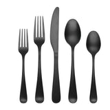 Cambridge Rhiannon 20-Piece Elegant Black Satin Stainless Steel Flatware Set, Dishwasher Safe