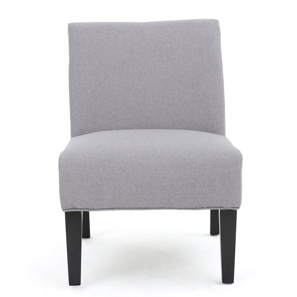 English Elm Accent Chair with Rubberwood Legs Plush Upholstered Seat for Living Room or Bedroom Light Grey 57764.00LGY