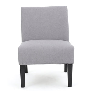 English Elm Accent Chair with Rubberwood Legs Plush Upholstered Seat for Living Room or Bedroom Light Grey 57764.00LGY