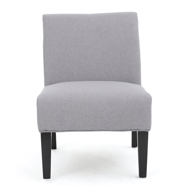 English Elm Accent Chair with Rubberwood Legs Plush Upholstered Seat for Living Room or Bedroom Light Grey 57764.00LGY
