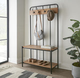 Steve Silver Camino Dark Brown Hall Tree w/ Iron & Mango Wood, 4 Hooks, 2 Shelves - 15.50 x 36.00 x 71.00