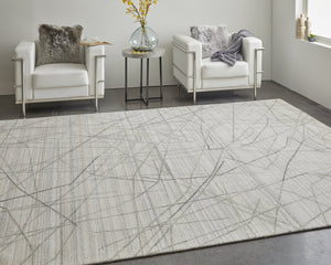 Feizy Rugs Whitton Handwoven Wool & Viscose Abstract Rug | Modern Industrial Design For Stylish Interiors Ivory,Gray Viscose,Wool Wtn8894fivychlp00