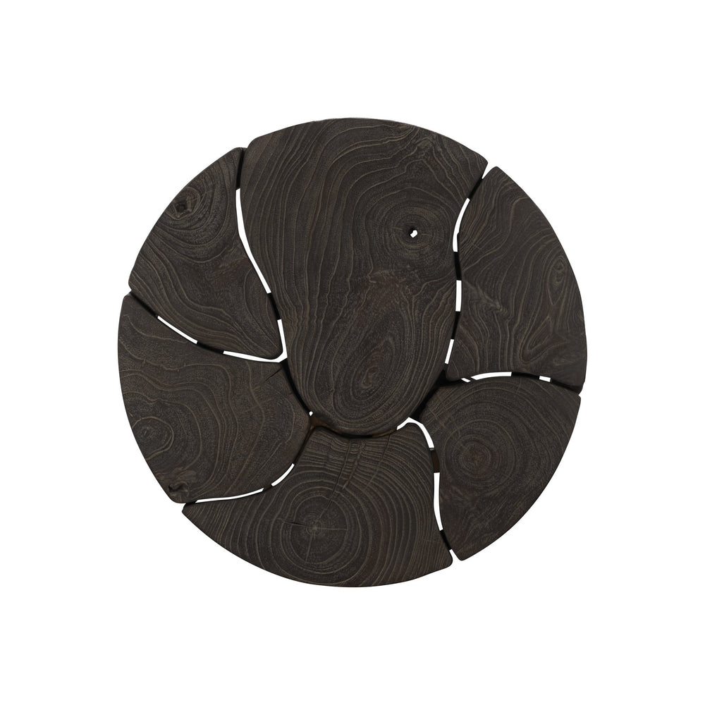 Bernhardt Bernhardt Lanita Accent Table With Sliced Teak Top & Sculptural Suar Wood Base, Rustic Modern Decor 301123