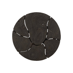 Bernhardt Bernhardt Lanita Accent Table With Sliced Teak Top & Sculptural Suar Wood Base, Rustic Modern Decor 301123