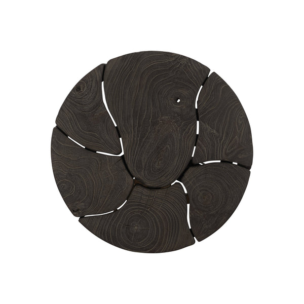 Bernhardt Bernhardt Lanita Accent Table With Sliced Teak Top & Sculptural Suar Wood Base, Rustic Modern Decor 301123