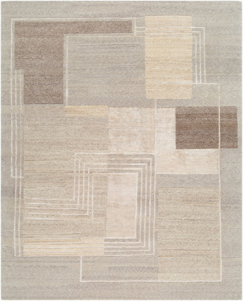 Surya Washington Hand Knotted Wool Tencel Area Rug Art Deco Geometric Low Pile Living Room 10' x 14' Rectangle WSG2300-1014