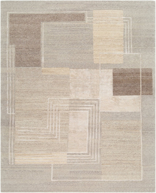 Surya Washington Hand Knotted Wool Tencel Area Rug Art Deco Geometric Low Pile Living Room 10' x 14' Rectangle WSG2300-1014