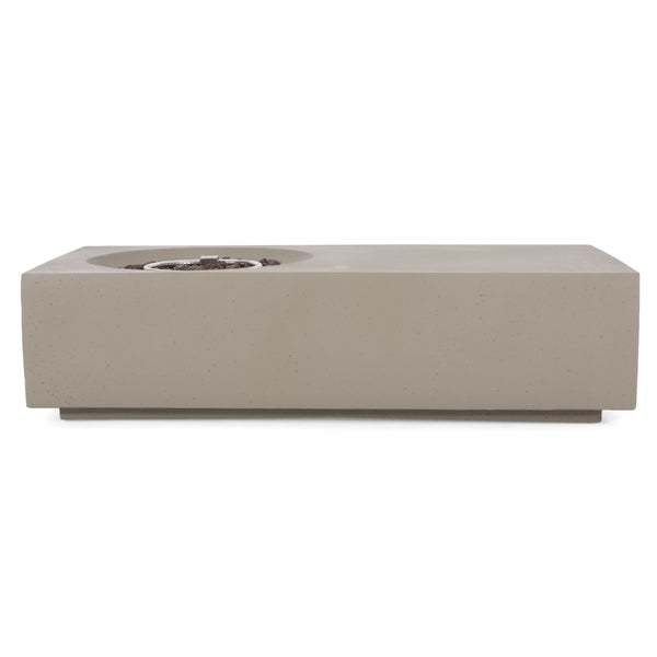 English Elm Rectangle Mgo Outdoor Fire Pit Table 50000 Btu Concrete Finish Modern Lounge 74003.00LGRY-50K