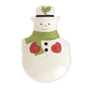 Lenox Hosting The Holidays Snowman Spoon Rest Red & Green, IVORY STONEWARE 882206