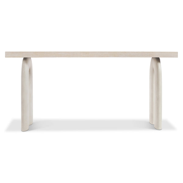 Bernhardt Bernhardt Antibes Console Table With Rustic Oak Top & Sculptural Pumice Arched Concrete Legs, 68" 350913
