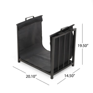 English Elm Christopher Knight Home® - LOG HOLDER Heavy-Duty Black Iron Firewood Rack for Indoor Outdoor Use, Compact 21.25x18x4.75 Inch Stylish Storage 67303.00
