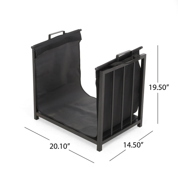 English Elm Christopher Knight Home® - LOG HOLDER Heavy-Duty Black Iron Firewood Rack for Indoor Outdoor Use, Compact 21.25x18x4.75 Inch Stylish Storage 67303.00