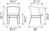 Freycinet Dining Chair - Set of 2 Natural 703988 Zuo Modern