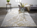Feizy Rugs Aura Polyester/Polypropylene Machine Made Industrial Rug Ivory/Silver/Gold 12' x 18'