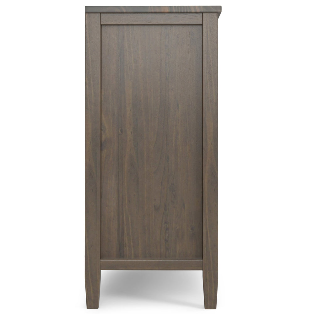 English Elm Ela Smoky Brown Low Storage Cabinet – Handcrafted Solid Wood, Shaker X Doors, Adjustable Shelves, 32" B136P158604