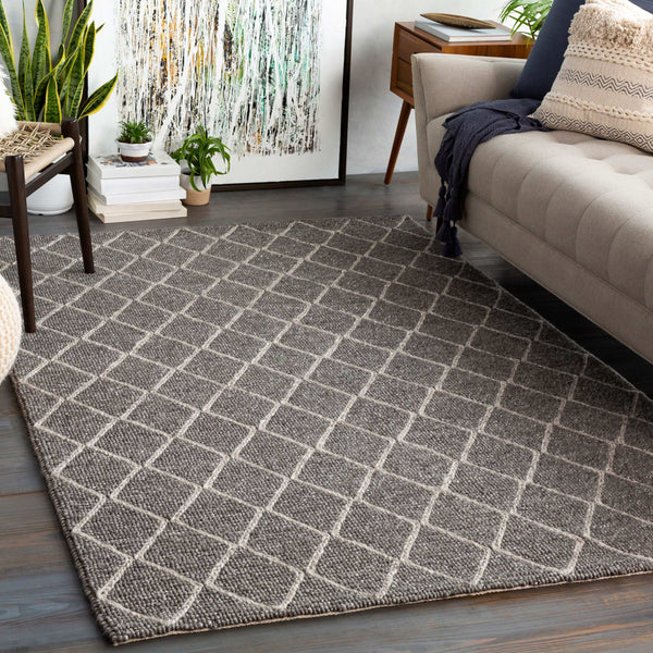 Surya Whistler Handmade 2' X 3' Scandinavian Modern Rug - Luxurious Viscose & Wool, Easy Care Comfort Charcoal Viscose,Wool Wsr2301-23