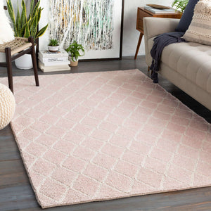 Surya Whistler Handmade 2' X 3' Scandinavian Modern Rug - Luxurious Viscose & Wool, Easy Care Comfort Pale Pink Viscose,Wool Wsr2302-23